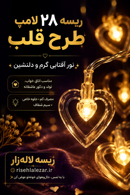 ریسه طرح قلب ۲۸ لامپ ریموت دار