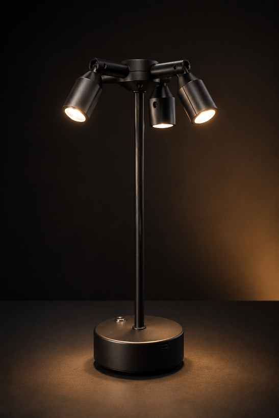 آباژور لمسی چهارشاخه فلزی شارژی | نور قابل تنظیم